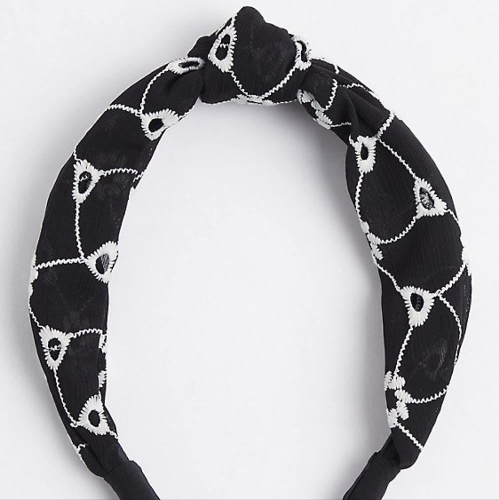 Torrid embroidered knot headband, black